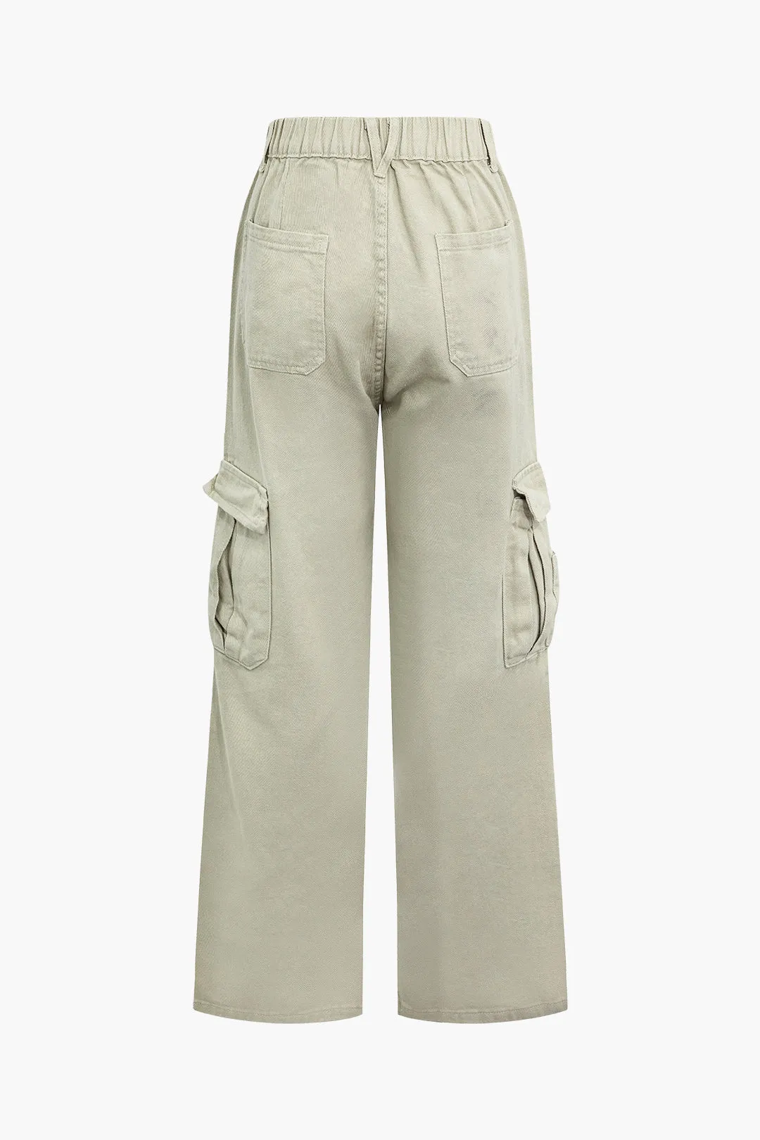 Denim plisseret knap lomme brede ben jeans sold by Micas product image thumbnail 2