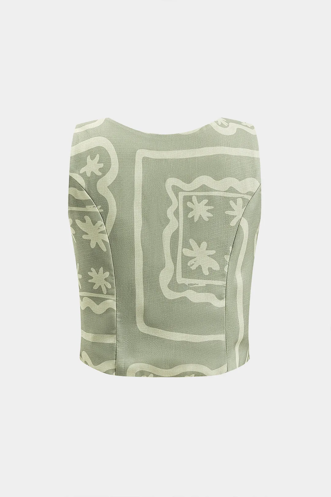 Geometrisk udskrivningsknaplommetank top og lynlås nederdel sæt sold by Micas product image thumbnail 3