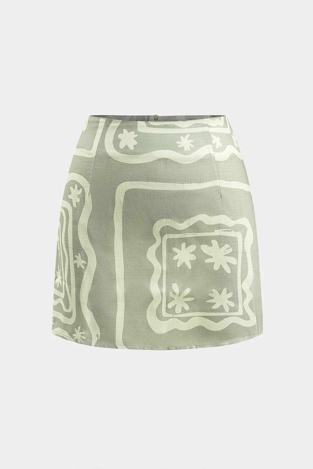 Geometrisk udskrivningsknaplommetank top og lynlås nederdel sæt sold by Micas product image thumbnail 4