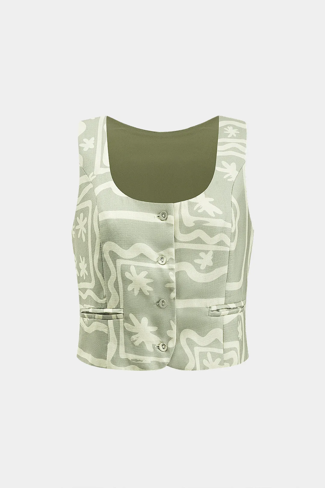 Geometrisk udskrivningsknaplommetank top og lynlås nederdel sæt sold by Micas product image thumbnail 2