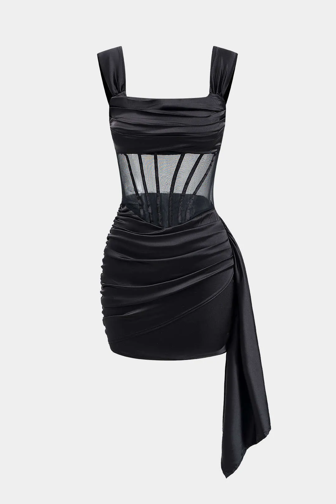 Satin mesh ruched korset mini kjole sold by Micas