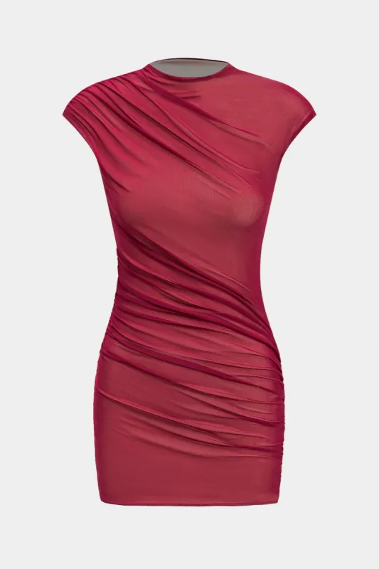 Ruched kort ærmet mini kjole sold by Micas