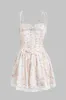 Blomsterprint Ruched Tie Up Zipper Corset Slip Mini Dress sold by Micas