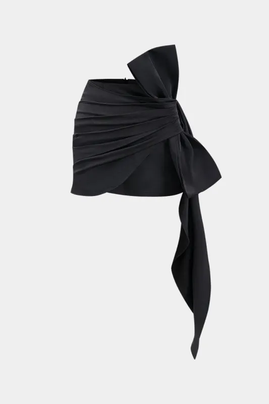 Satin ruched bue lynlås nederdel sold by Micas