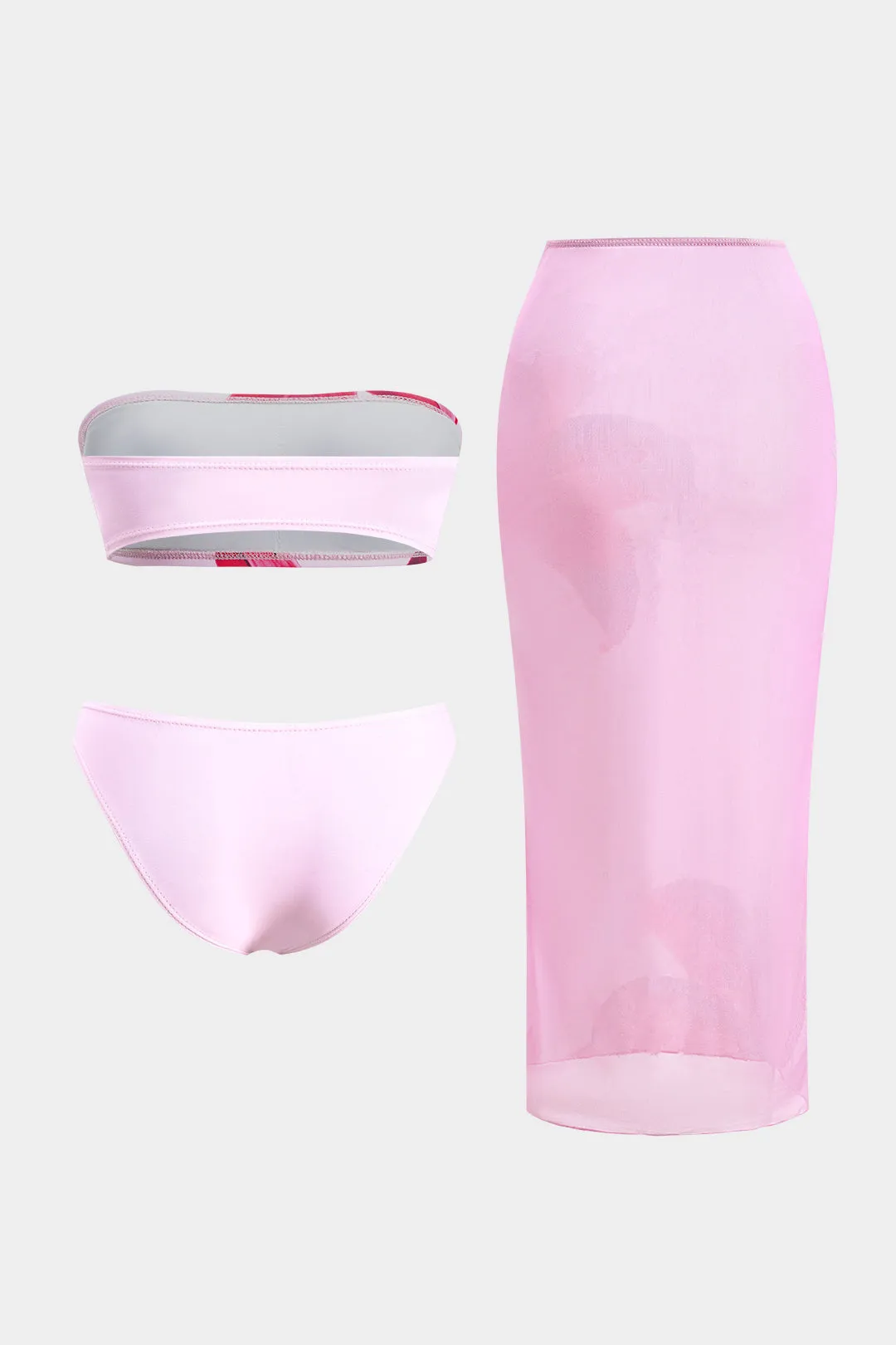 Blomsterprint Mesh Backless Bikini og Cover Up Set sold by Micas product image thumbnail 2