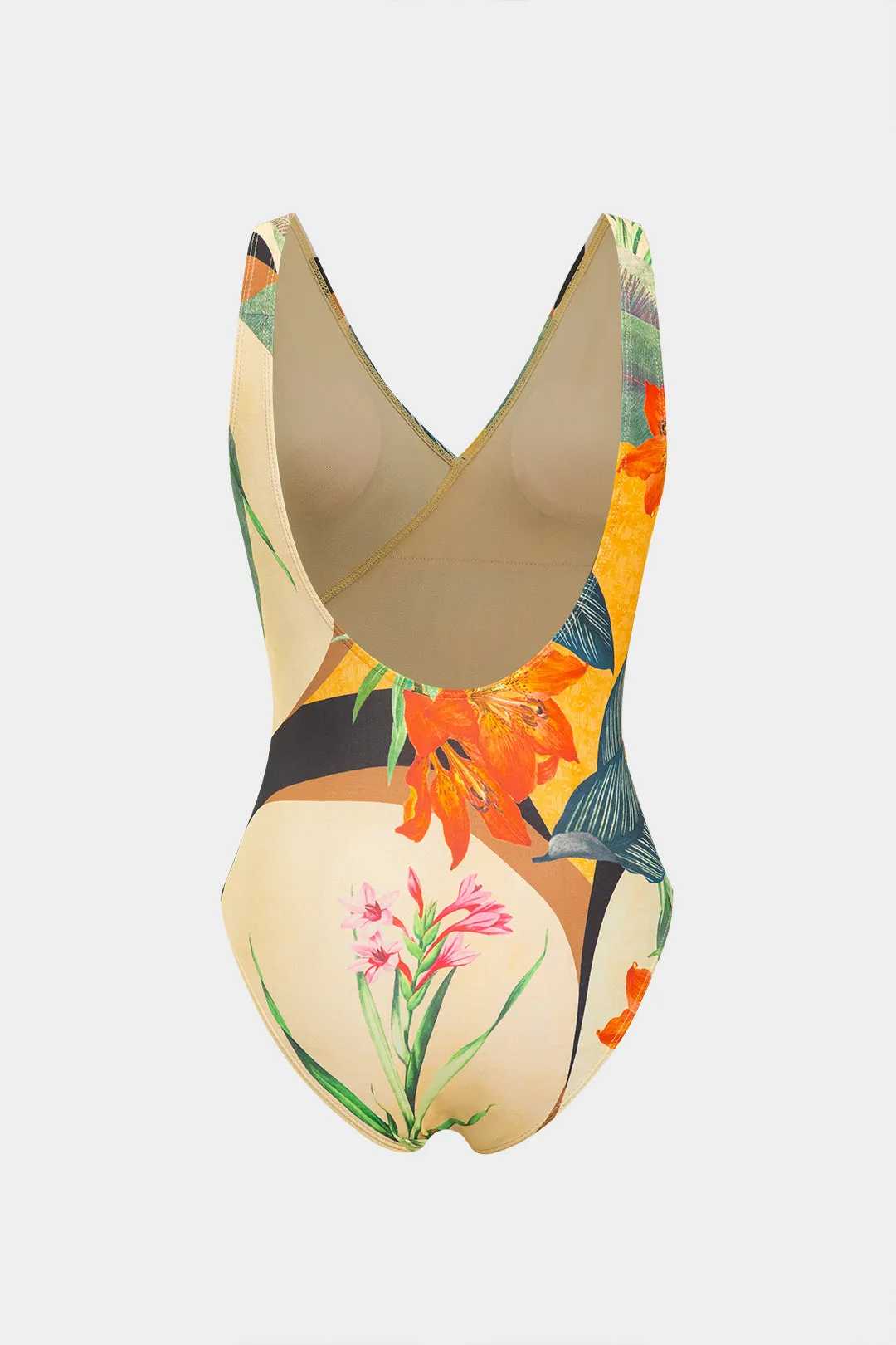 Blomsterprint Satin Ruched krydsede rygfri mavekontrol Badetøj og TIE KNOT Cover Up Set sold by Micas product image thumbnail 4