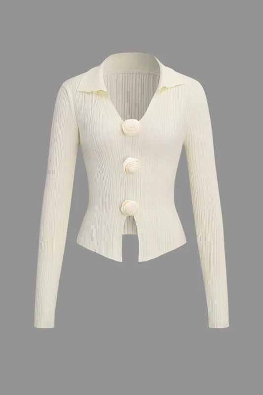 Strik 3d blomst langærmet top sold by Micas