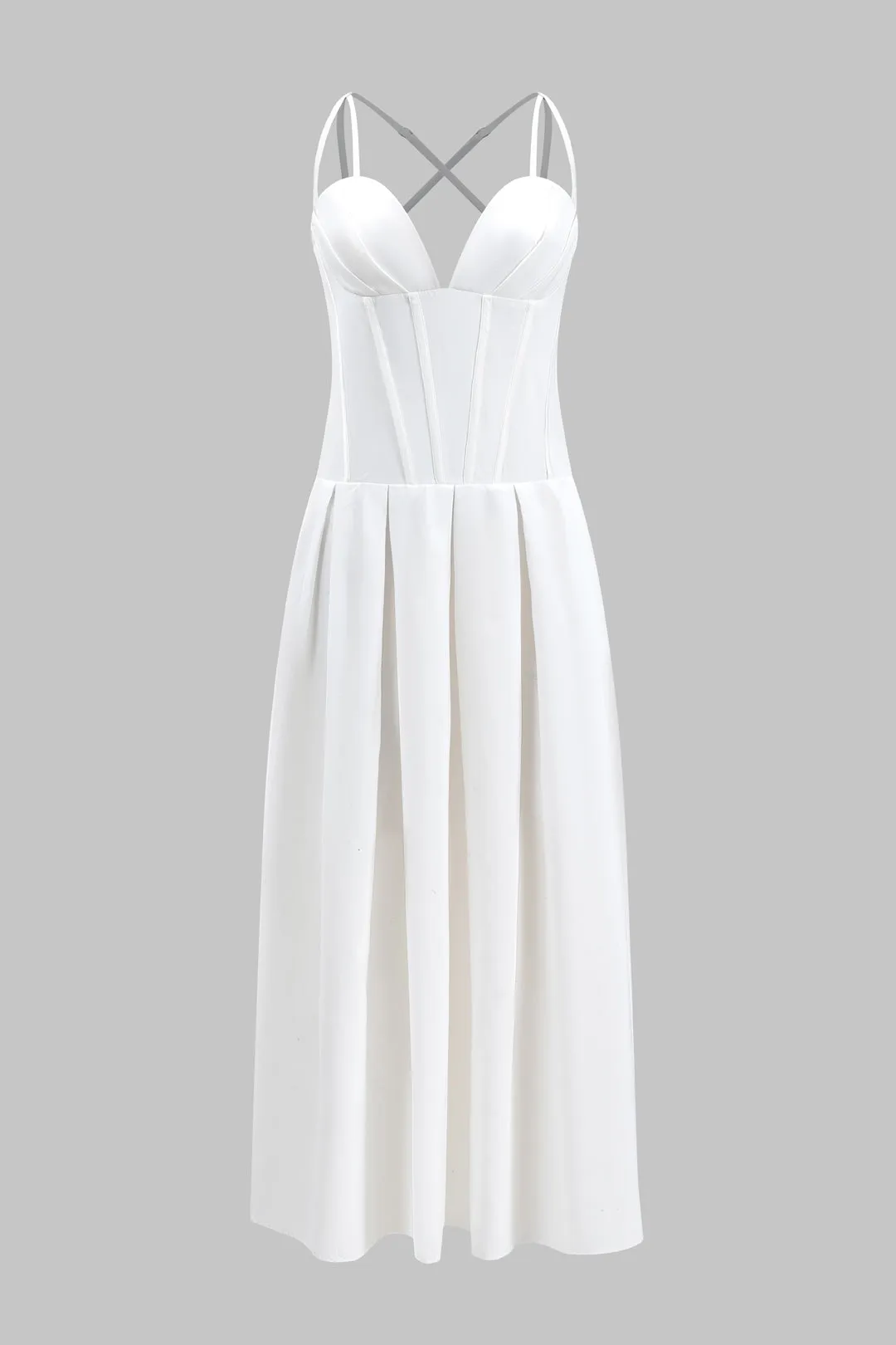 Plisset bustier korset lynlås maxi kjole sold by Micas