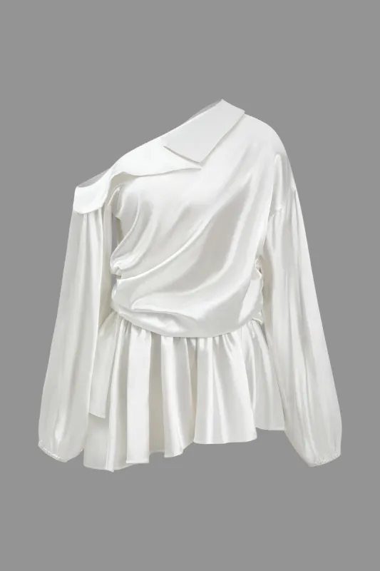 Satin Ruched Asymmetry Langærmet mini kjole sold by Micas