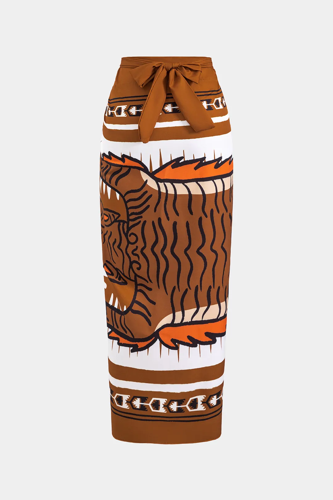 Mesh Ruched Asymmetrical Patchwork Tummy Control Swoverwear og Tiger Print Twist Knot Cover Up Set sold by Micas product image thumbnail 5