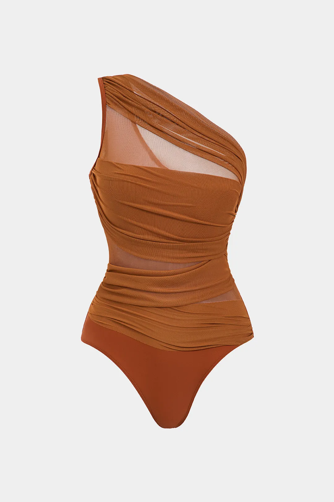 Mesh Ruched Asymmetrical Patchwork Tummy Control Swoverwear og Tiger Print Twist Knot Cover Up Set sold by Micas product image thumbnail 2