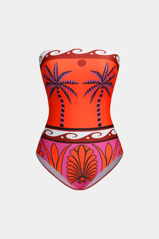 Coconut Palm Print Tummy Control One-Piece badedragt sold by Micas