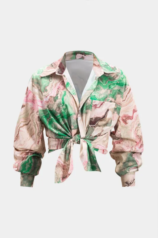 Tie farvestofsknap lomme langærmet skjorte sold by Micas