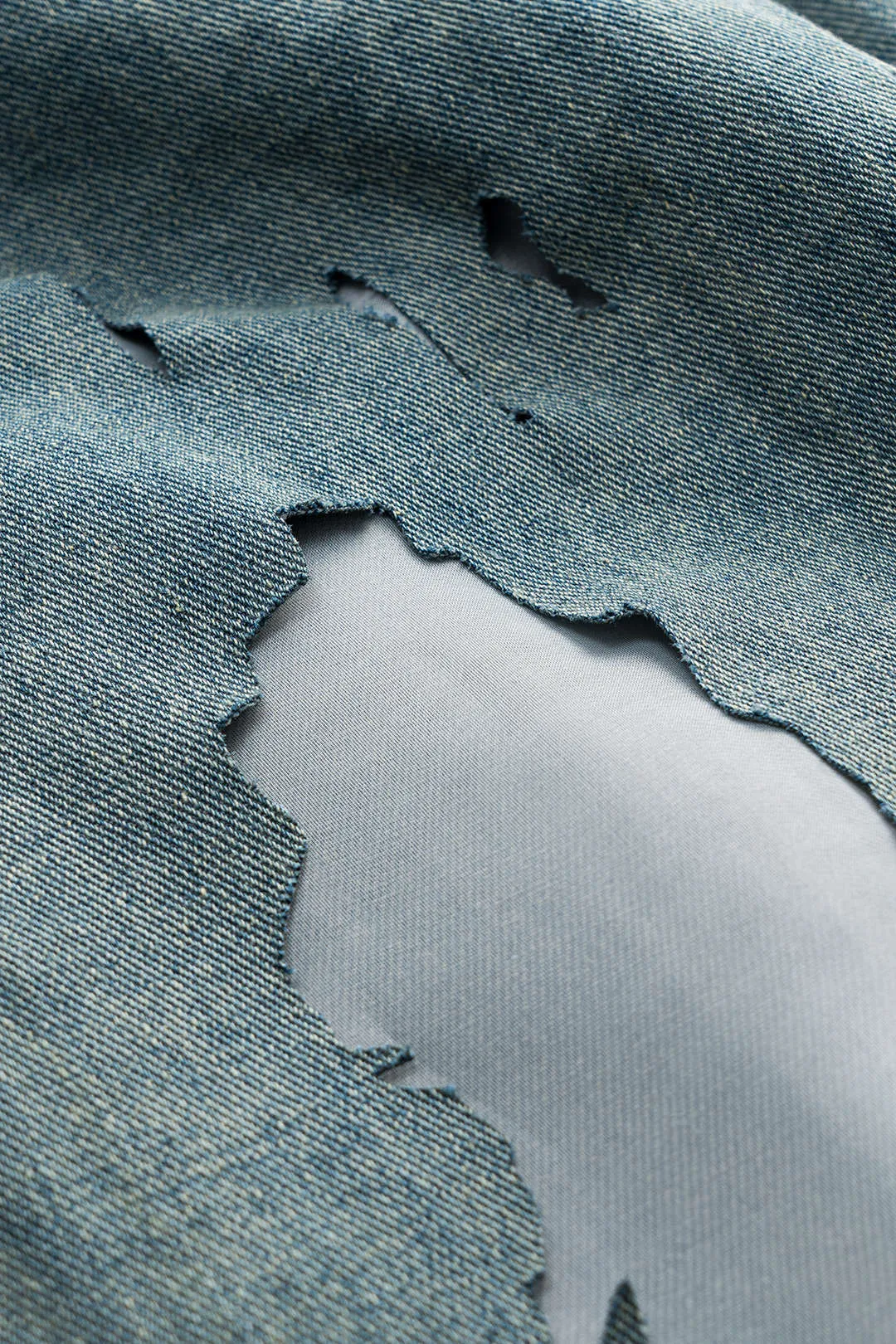 Denim patchwork mesh knap lomme udskåret brede ben jeans sold by Micas product image thumbnail 4