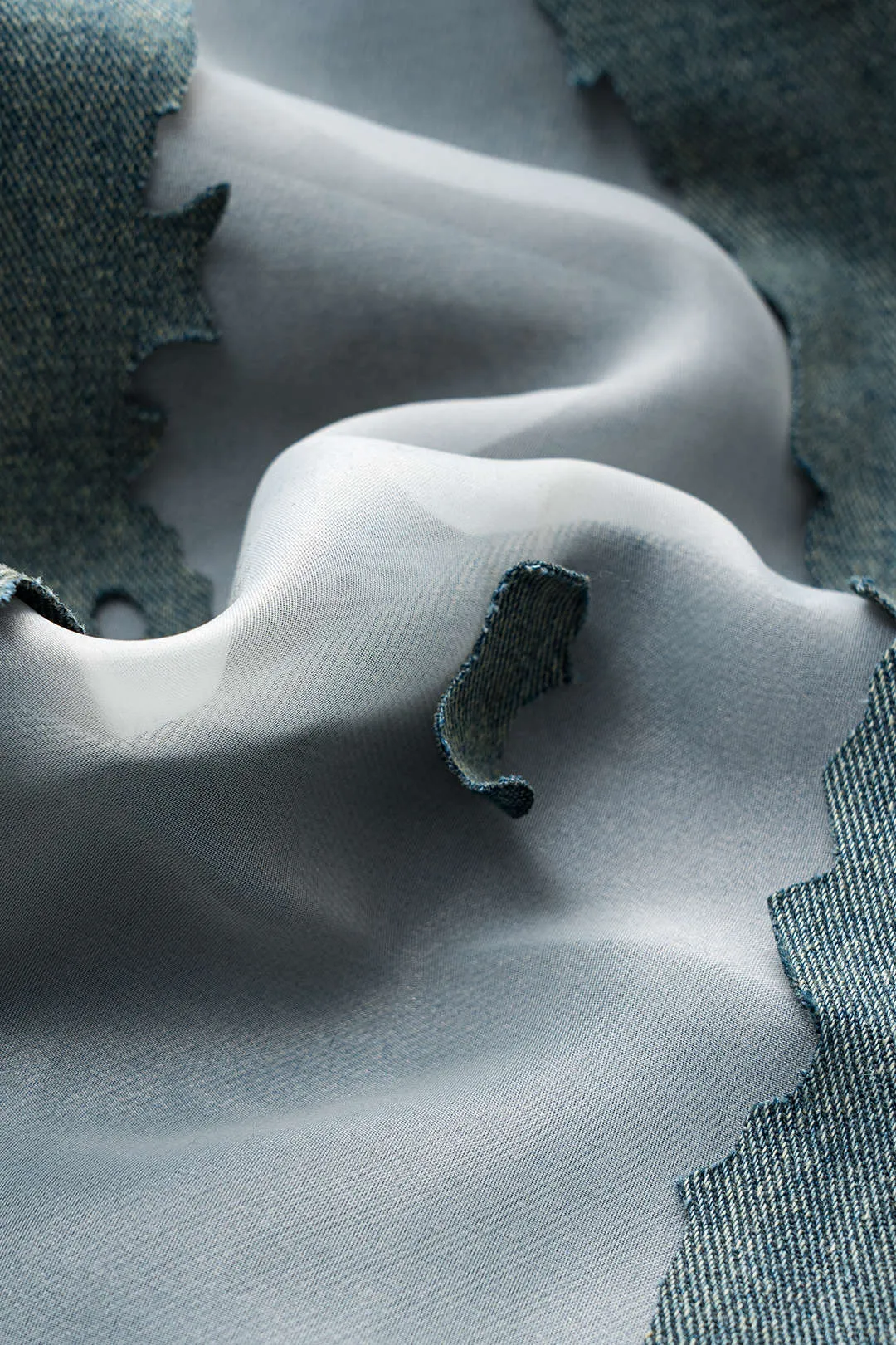 Denim patchwork mesh knap lomme udskåret brede ben jeans sold by Micas product image thumbnail 5