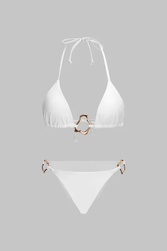 Metallisk udsmykning Ruched Tie-Up Bikini Set sold by Micas