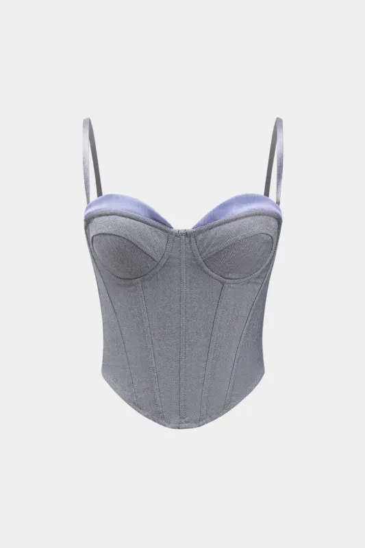 Kontrast patchwork lynlås bustier korset cami top sold by Micas