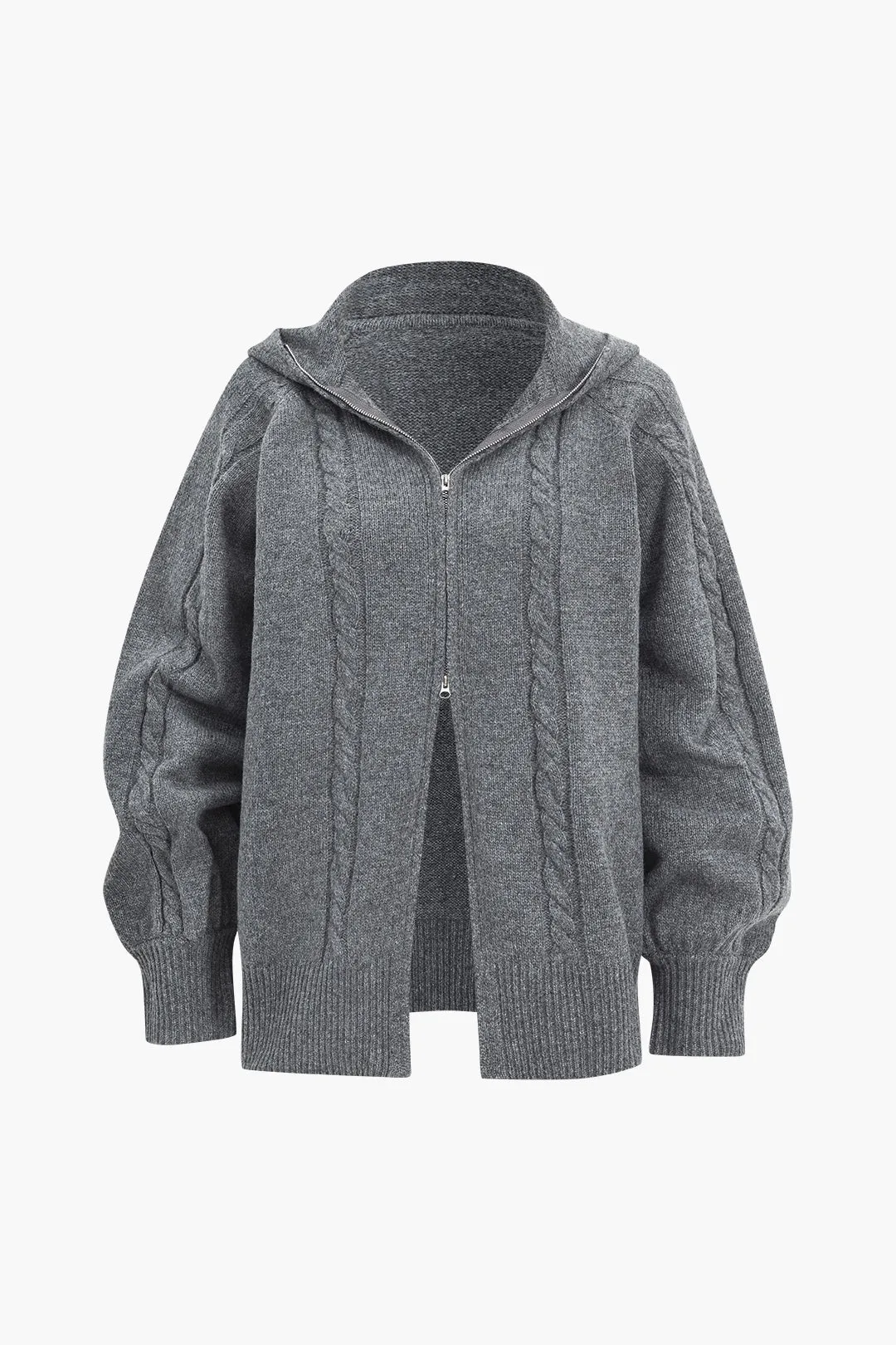 Sweater hætte lynlås langærmet cardigan sold by Micas