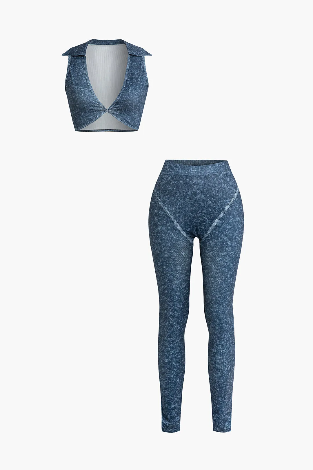 V-hals ærmeløs top og bukser sæt sold by Micas