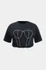 Plus størrelse rhinestone kortærmet t-shirt sold by Micas