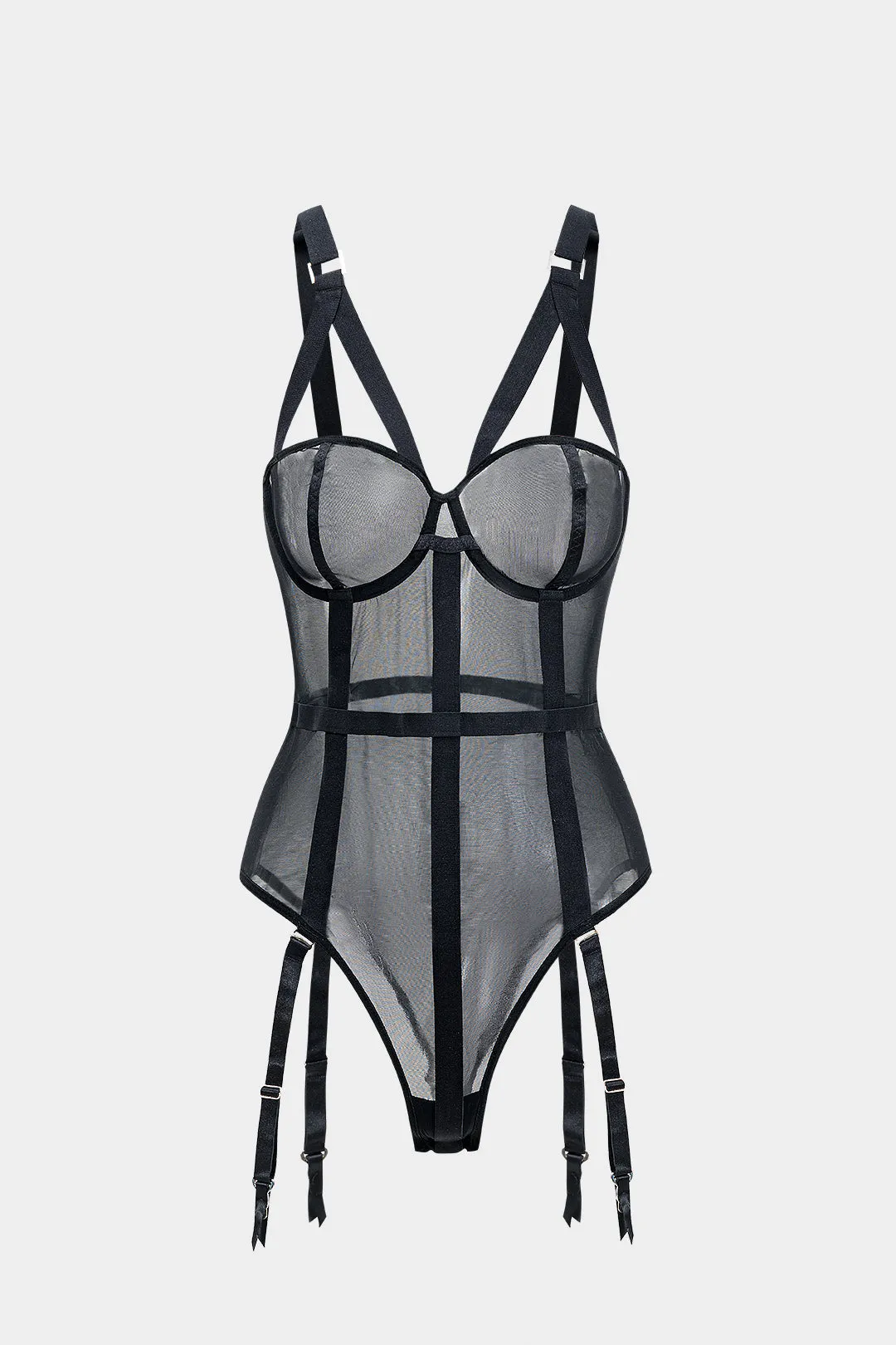 Sheer Bustier Lingerie Garter Set sold by Micas