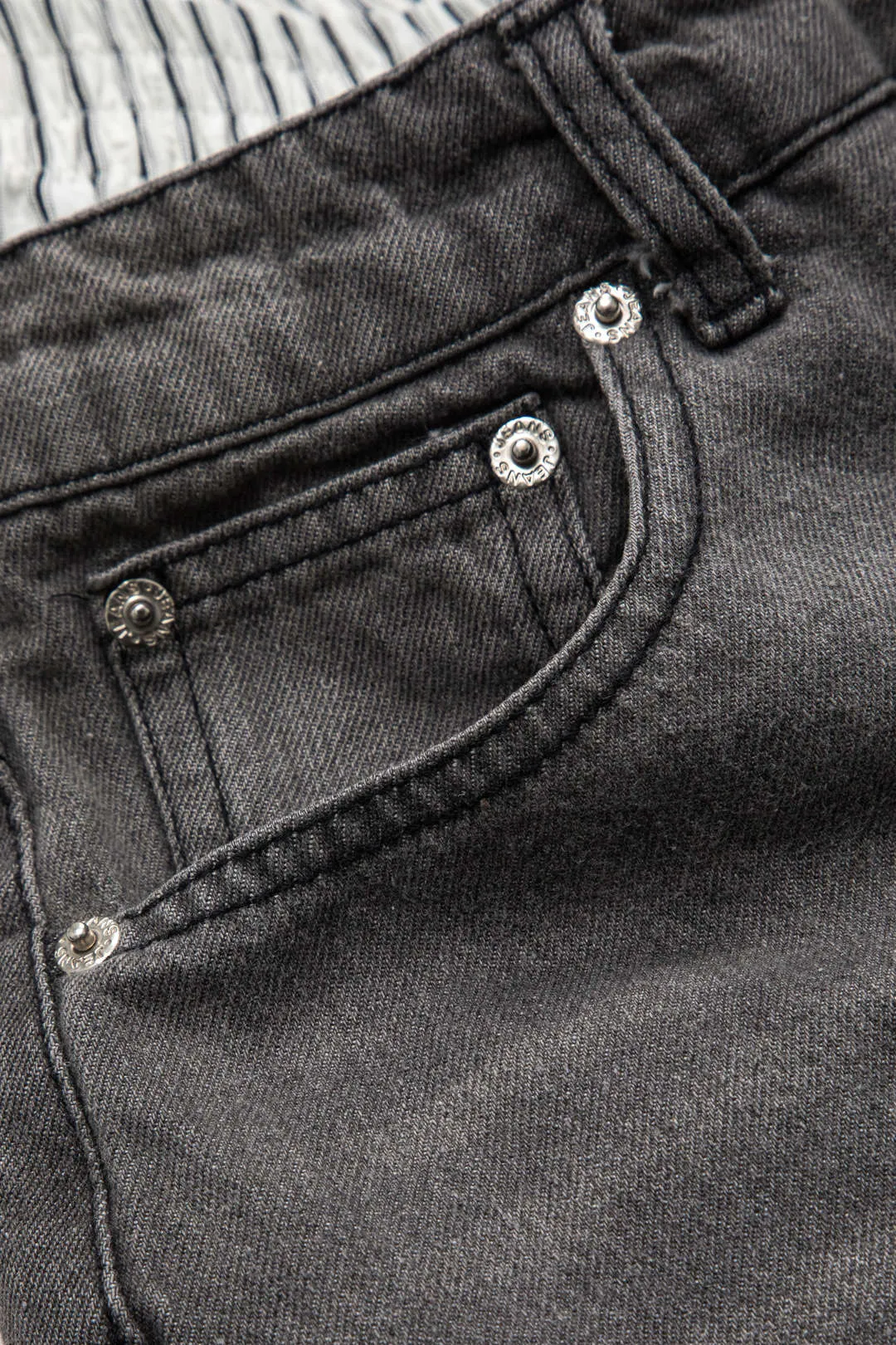 Denim patchwork plisseret dobbelt linning knappen lomme brede ben jeans sold by Micas product image thumbnail 3