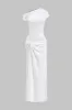 RUCHED ASYMMETRY TWIST KNOT Kort ærme Slit Midi kjole sold by Micas