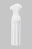 RUCHED ASYMMETRY TWIST KNOT Kort ærme Slit Midi kjole sold by Micas
