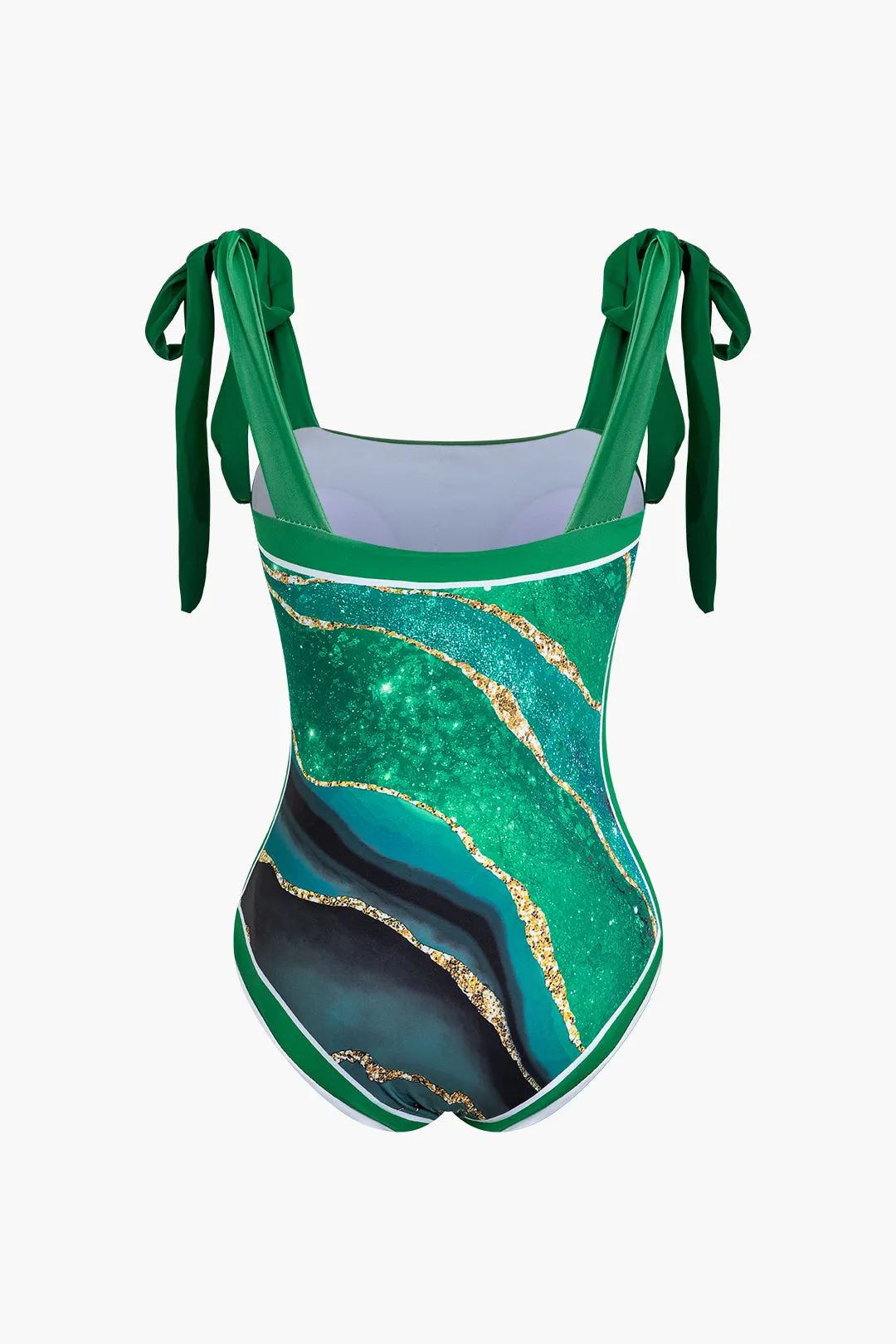 Abstrakt udskrivning Tie op mave kontrol badedragt og ruched slips knude dækker opsæt sold by Micas product image thumbnail 3