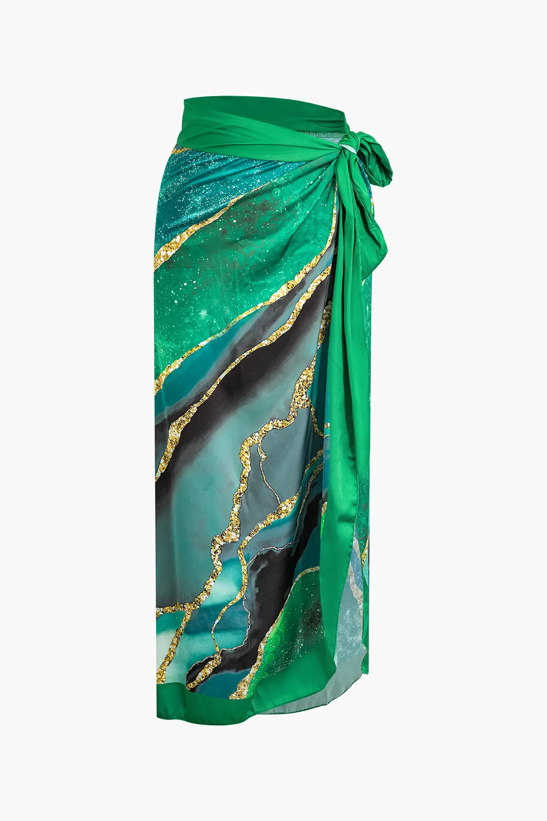 Abstrakt udskrivning Tie op mave kontrol badedragt og ruched slips knude dækker opsæt sold by Micas product image thumbnail 4