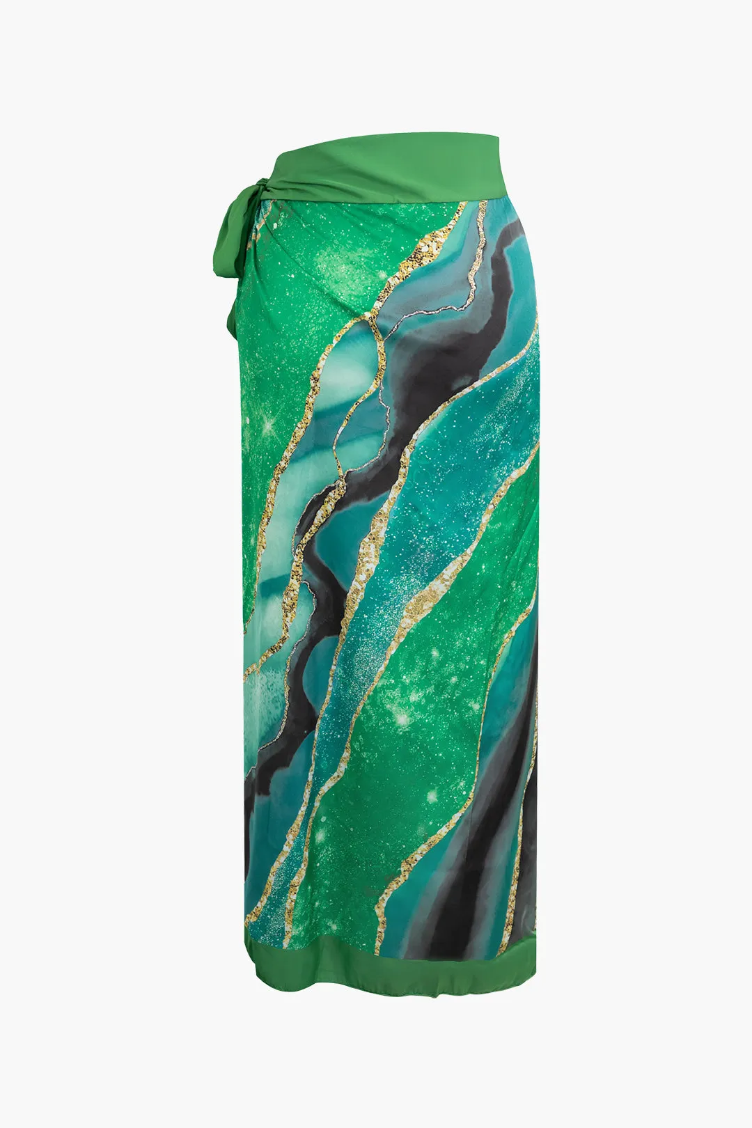 Abstrakt udskrivning Tie op mave kontrol badedragt og ruched slips knude dækker opsæt sold by Micas product image thumbnail 5