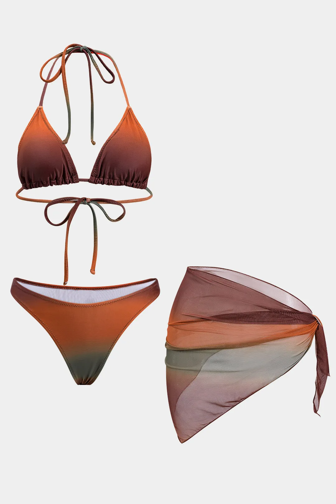 Ombre print mesh bikini 3-delt sæt sold by Micas