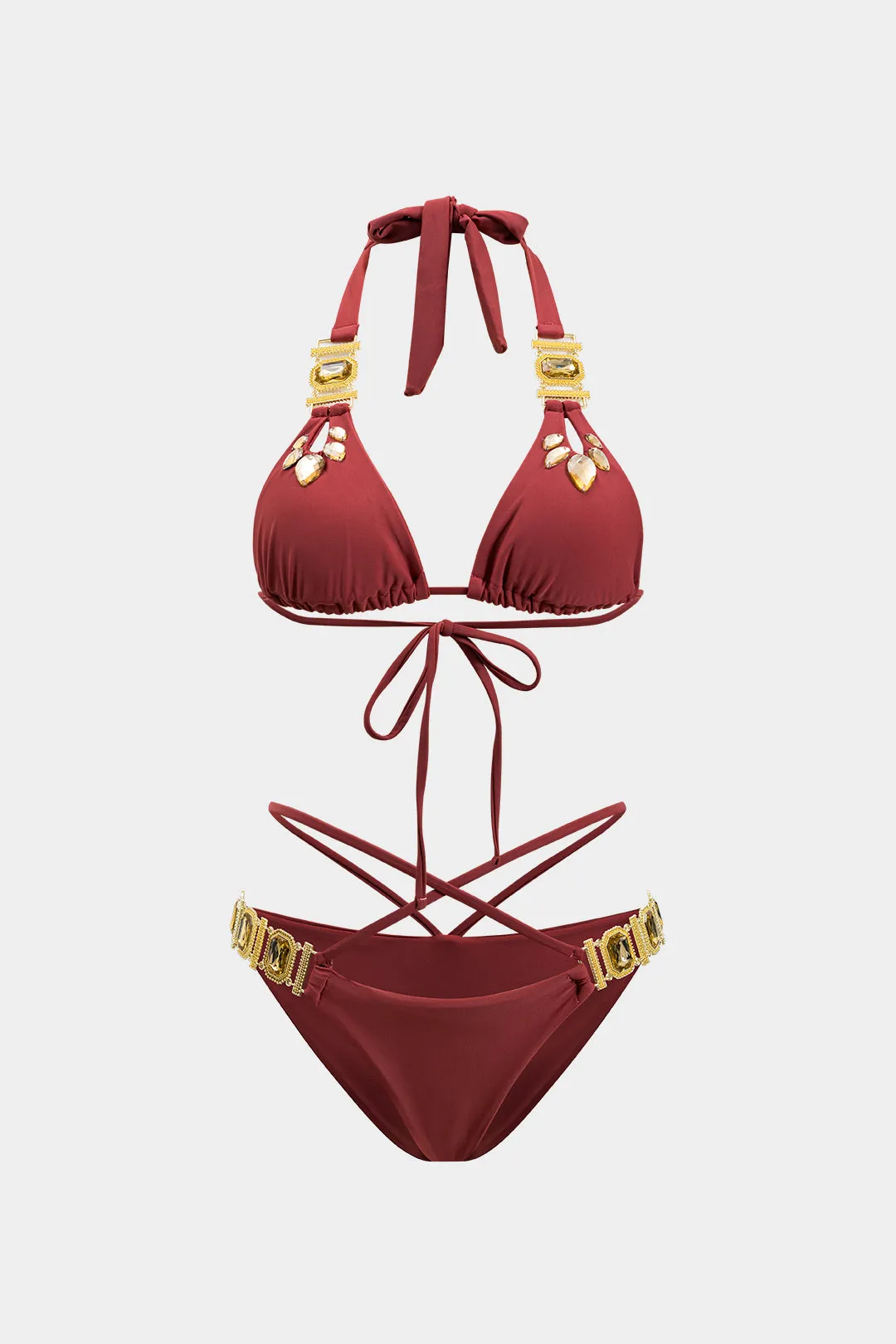 Crystal Diamond Metal Decor Bikini Set sold by Micas