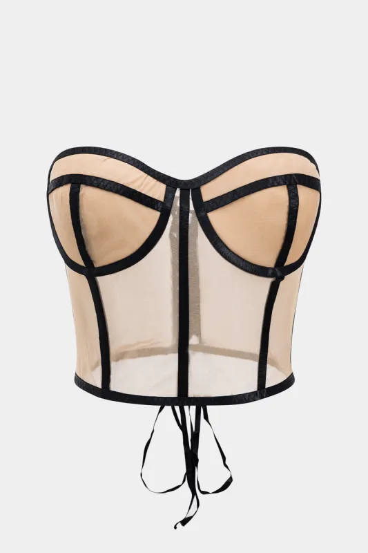 Kontrast Mesh Corset Cami Top sold by Micas