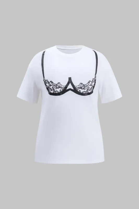 Plus størrelse abstrakt print kortærmet t-shirt sold by Micas