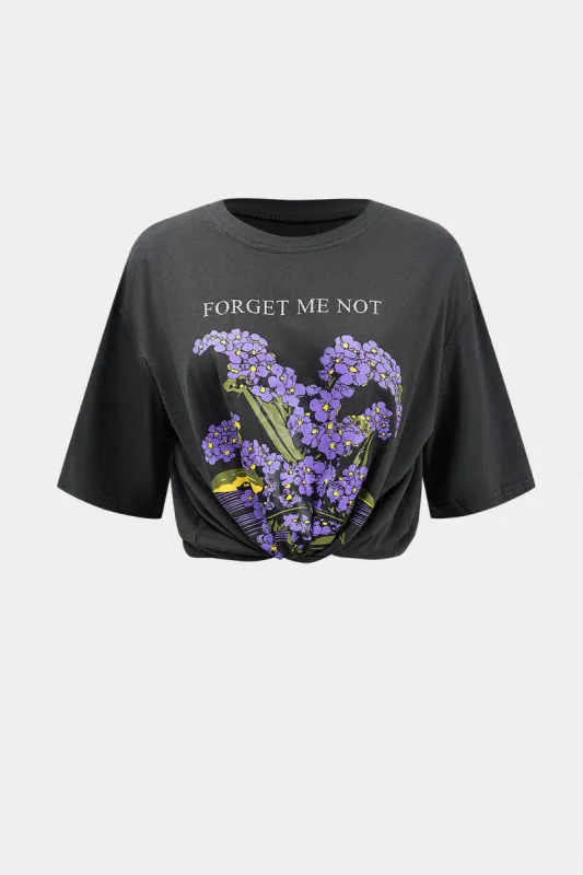 Blomsterprint rund hals kortærmet t-shirt sold by Micas