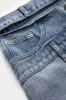 Denim Patchwork Pocket Slit Skirt sold by Micas