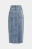 Denim Patchwork Pocket Slit Skirt sold by Micas