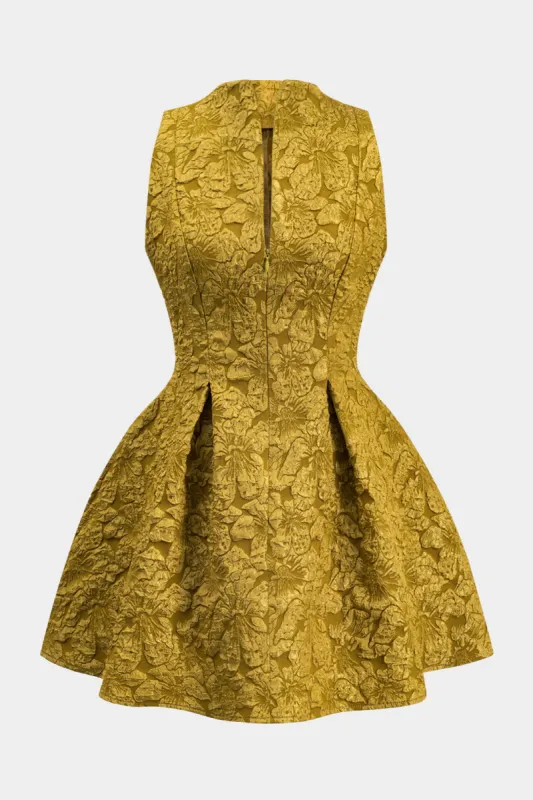 Jacquard ærmeløs plisseret mini kjole sold by Micas