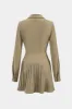 Pleated Metallic Button Long Sleeve Mini Dress sold by Micas