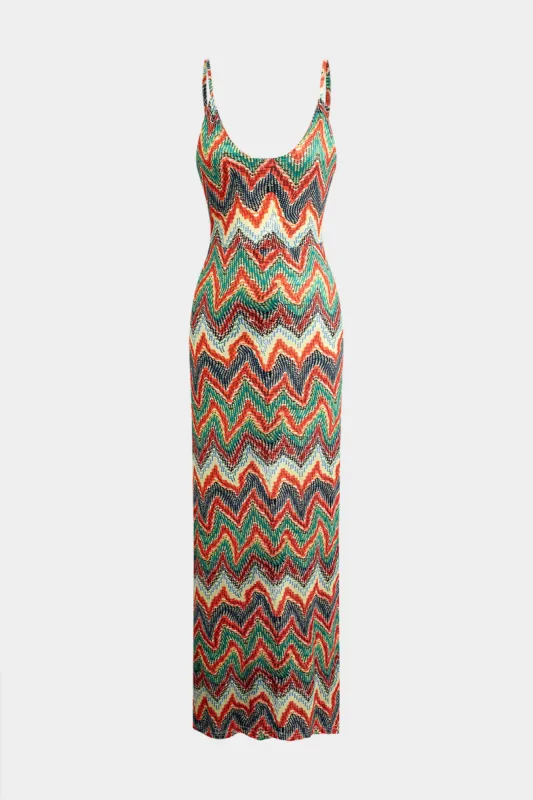 Bølget mønster slip maxi kjole sold by Micas