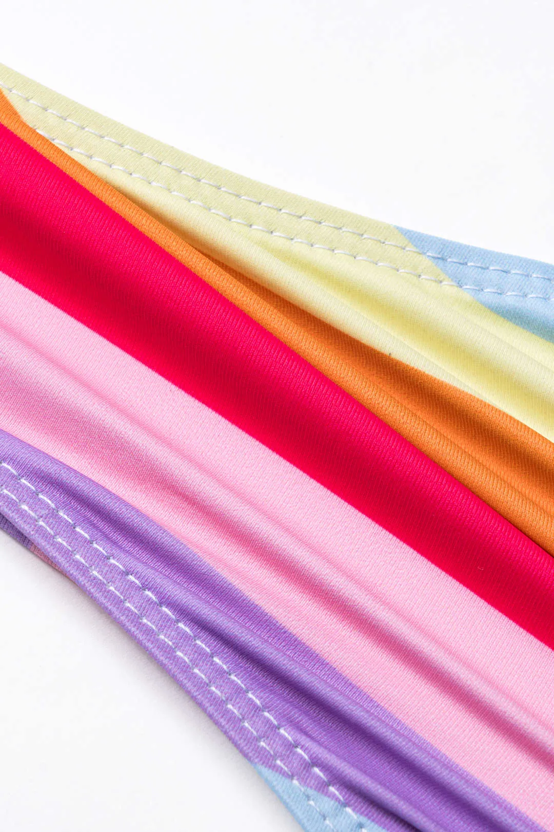 Stripes Rainbow Print Ruched Rackless Tie-Up Bikini og Tie Knot Cover Up Set sold by Micas product image thumbnail 4