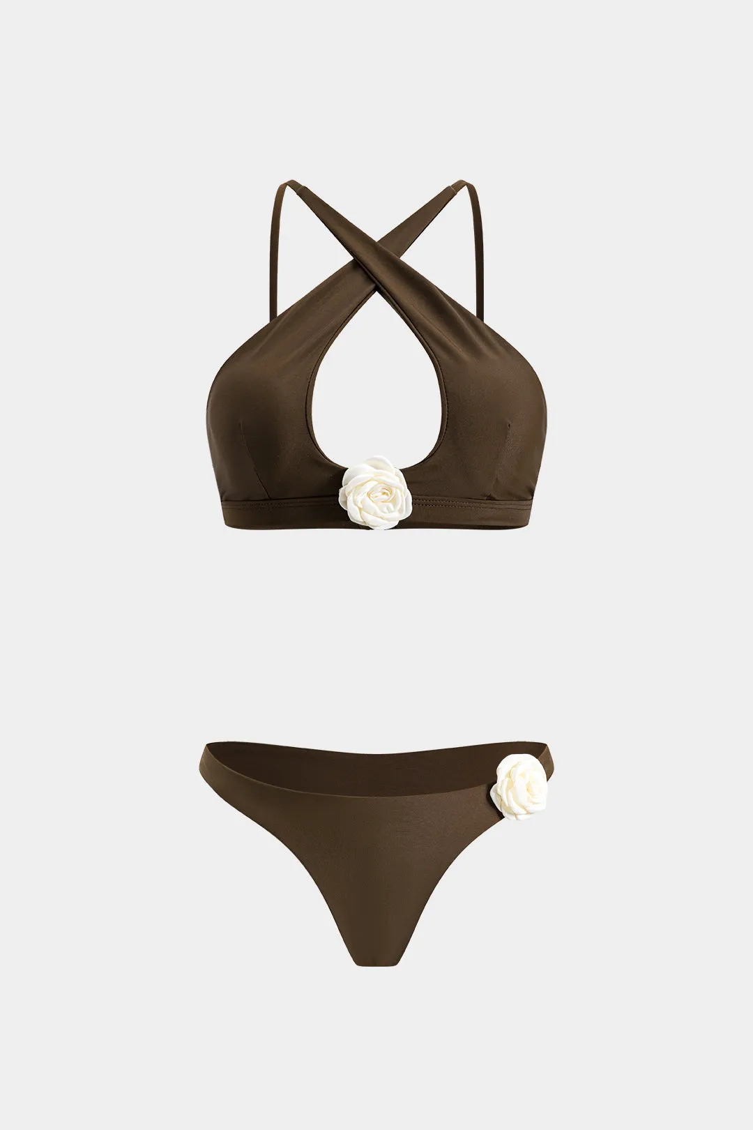 3d blomster krydsede hule ud bikini -sæt sold by Micas