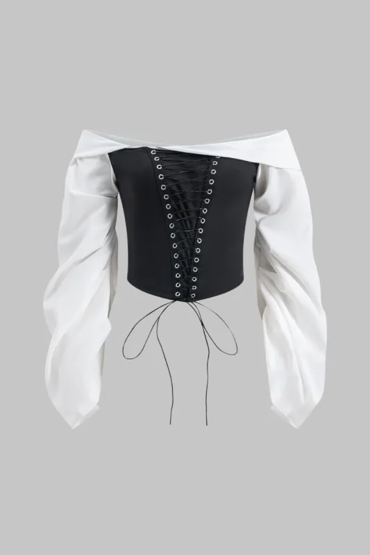 Kontrast RUCHED ASYMMETRICAL TOE-UP OFF SKULDER LANGAVE SHIRT sold by Micas