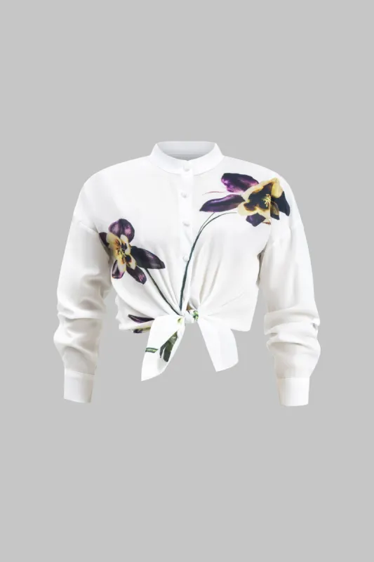 Blomsterprint-knap langærmet skjorte sold by Micas