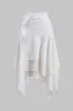 Solid Ruffle Corset Zipper Tank Top og Ruched Nederdel Set sold by Micas