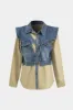 Denim patchwork -knap falp lomme langærmet shirt sold by Micas