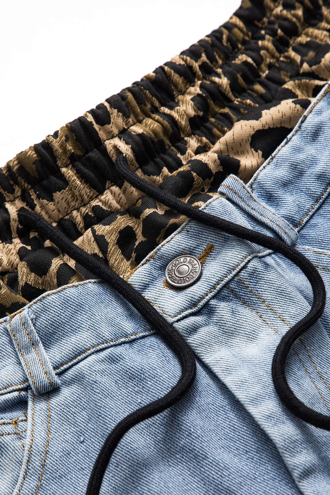 Leopard print denim patchwork slips front lomme brede ben jeans sold by Micas product image thumbnail 3