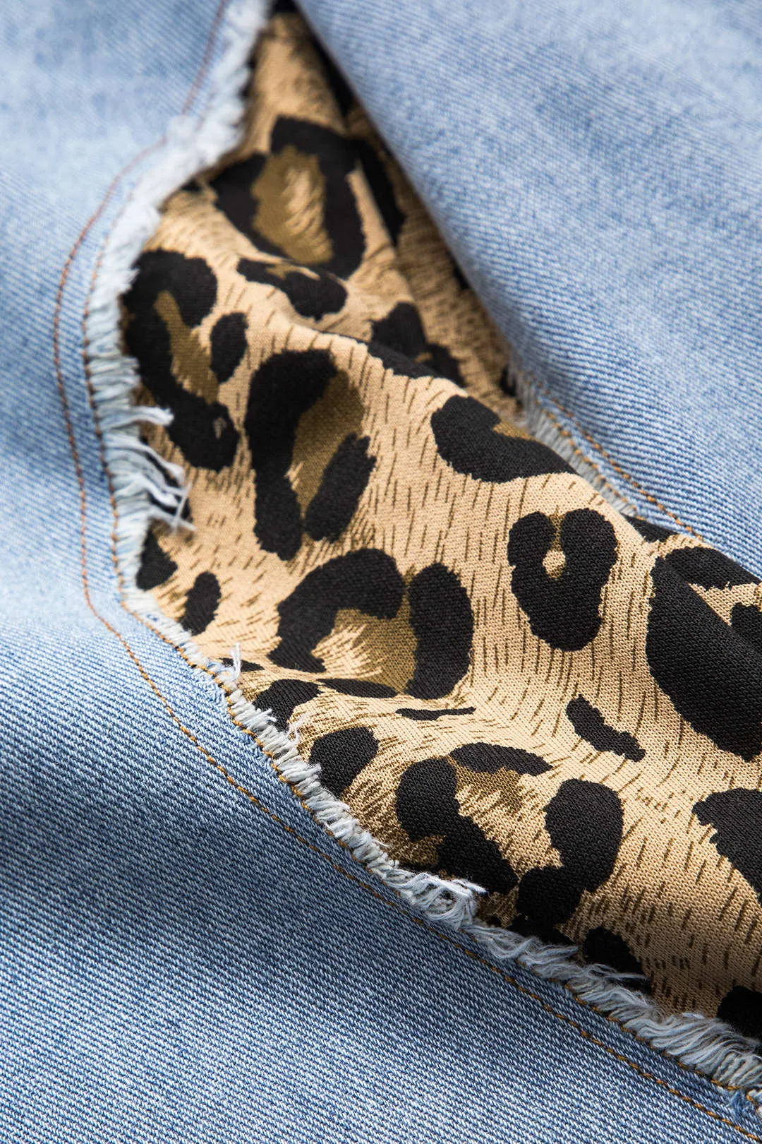 Leopard print denim patchwork slips front lomme brede ben jeans sold by Micas product image thumbnail 4