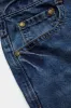 Denim ruched patchwork asymmetrisk knaplomme nederdel sold by Micas